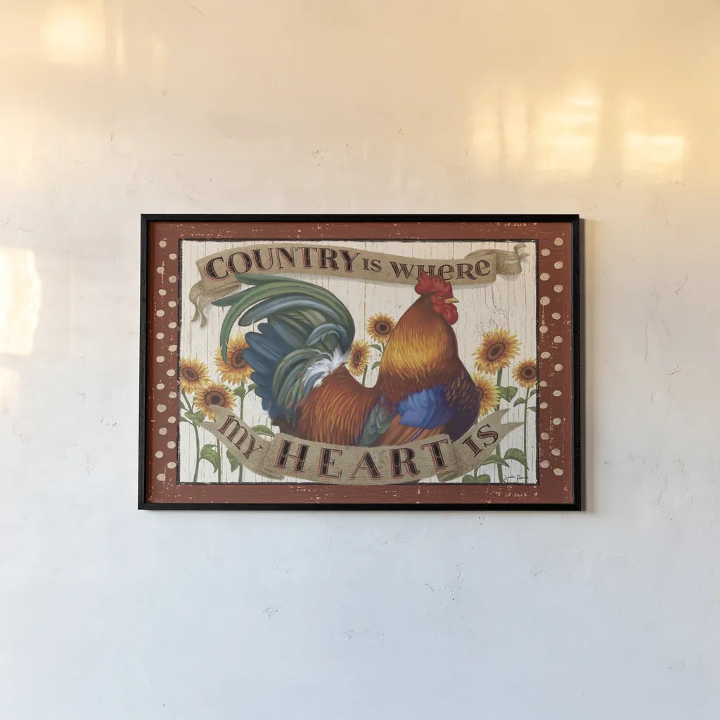 Country Heart I Dots by Janelle Penner. shown as a paper print in a black flame. Available as a archival giclee rolled canvas, fine art paper, or poster print. SKU 20575i.