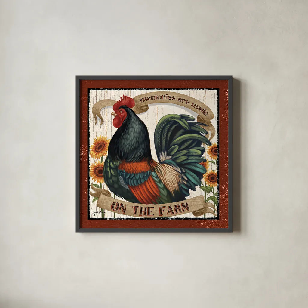 Country Heart II by Janelle Penner. Shown in a sleek black glass frame for a contemporary gallery look. Available as an archival giclee rolled canvas, fine art paper, or poster print. SKU 21385a.