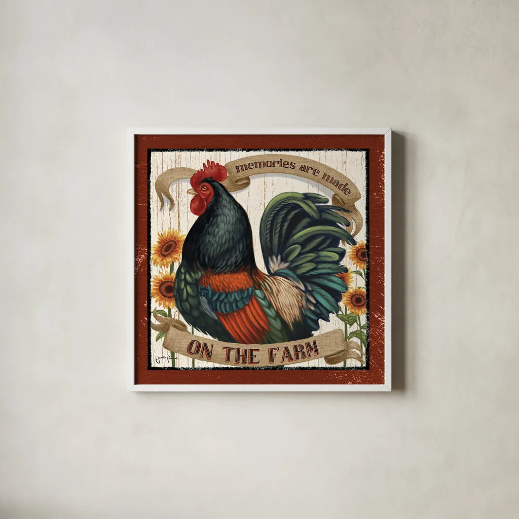 Country Heart II by Janelle Penner. Shown in a crisp white glass frame for a clean and minimalist style. Available as an archival giclee rolled canvas, fine art paper, or poster print. SKU 21385a.