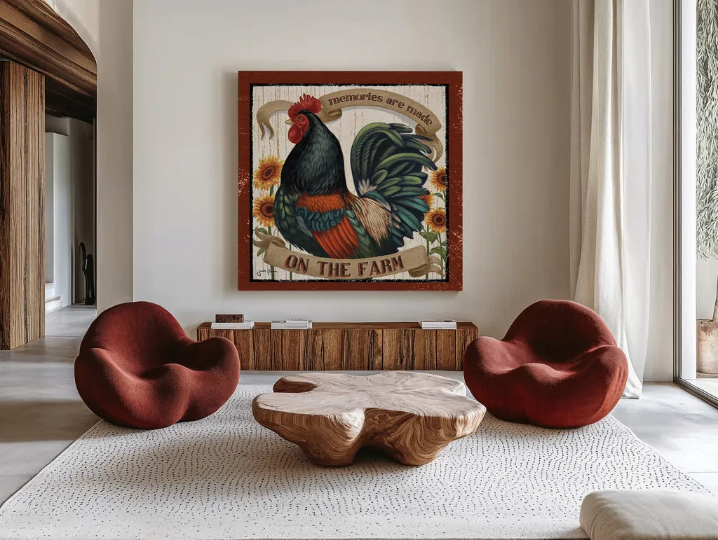 Country Heart II by Janelle Penner. Shown as extra-large giant wall art in a modern living room. Available as an archival giclee rolled canvas, fine art paper, or poster print. SKU 21385a.