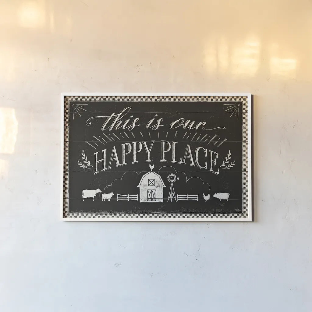 Country Thoughts I Black by Janelle Penner. shown as a paper print in a white frame. Available as a archival giclee rolled canvas, fine art paper, or poster print. SKU 37929i.