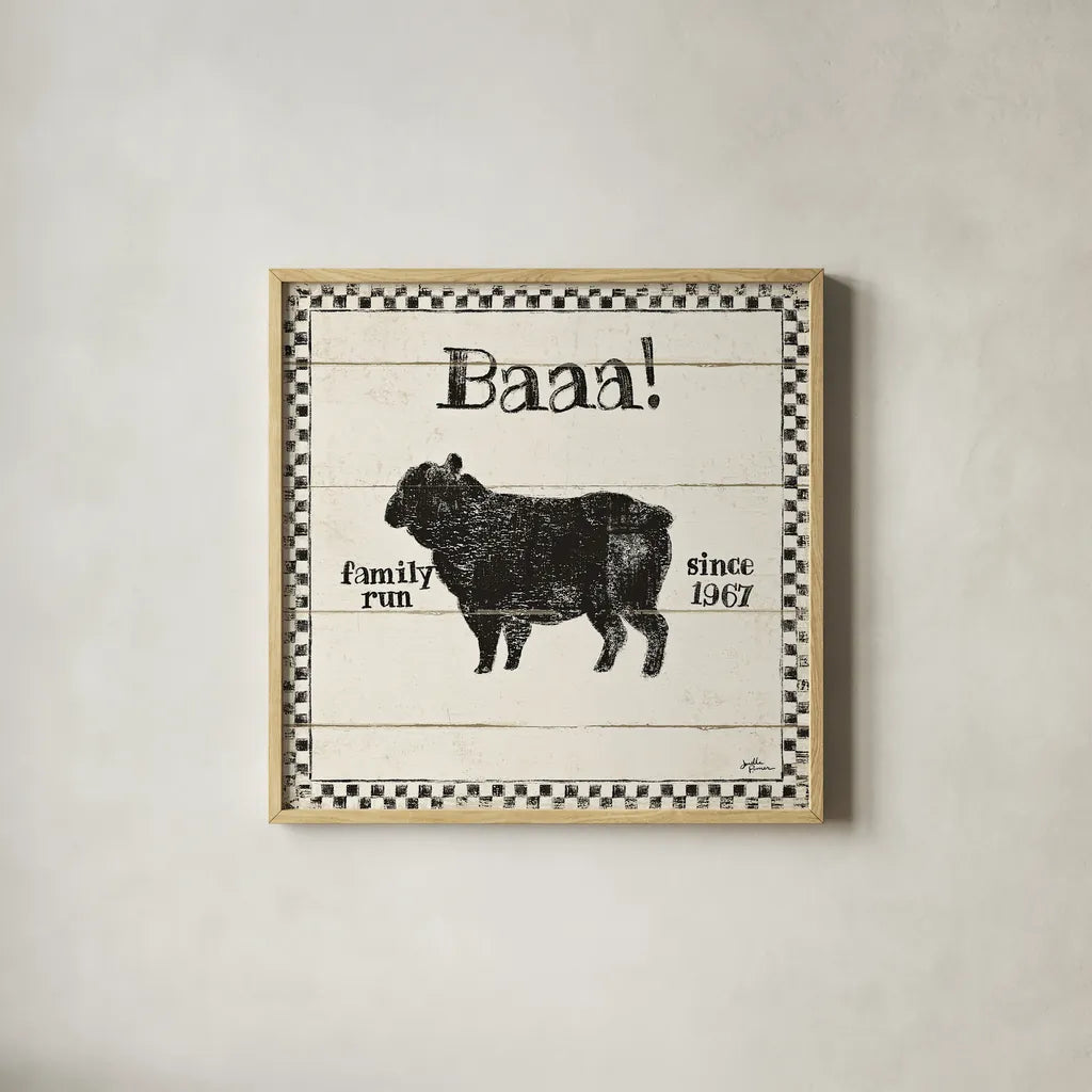 Country Thoughts VII by Janelle Penner. Shown in a natural wood glass frame for a timeless modern aesthetic. Available as an archival giclee rolled canvas, fine art paper, or poster print. SKU 37926a.