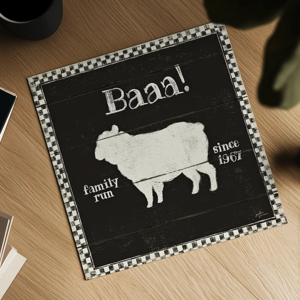 Country Thoughts VII Black by Janelle Penner. Shown as a detailed flat fine art print, highlighting archival giclee quality. Available as an archival giclee rolled canvas, fine art paper, or poster print. SKU 37935a.