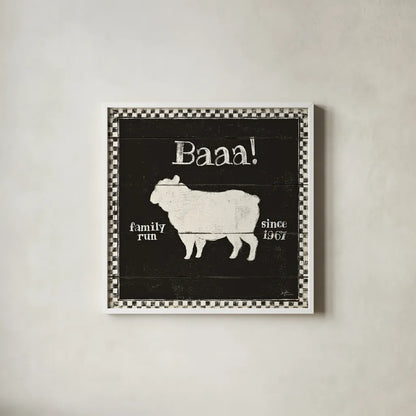 Country Thoughts VII Black by Janelle Penner. Shown in a crisp white glass frame for a clean and minimalist style. Available as an archival giclee rolled canvas, fine art paper, or poster print. SKU 37935a.