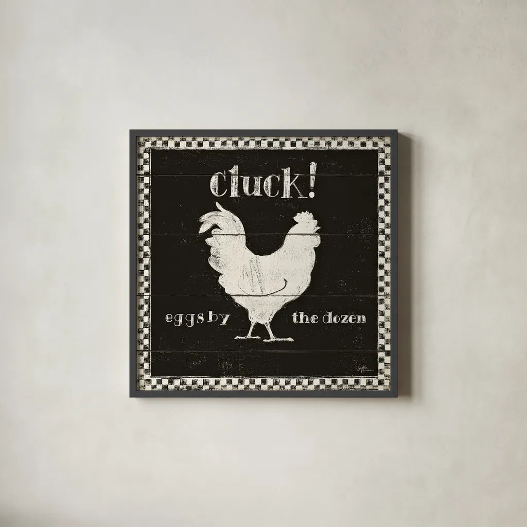 Country Thoughts VIII Black by Janelle Penner. Shown in a sleek black glass frame for a contemporary gallery look. Available as an archival giclee rolled canvas, fine art paper, or poster print. SKU 37936a.