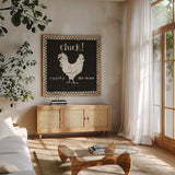 Country Thoughts VIII Black by Janelle Penner. Shown in a natural wood frame in a cozy modern living room. Available as an archival giclee rolled canvas, fine art paper, or poster print. SKU 37936a.
