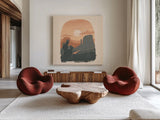 Desert I Sq by Janelle Penner. Shown as extra-large giant wall art in a modern living room. Available as an archival giclee rolled canvas, fine art paper, or poster print. SKU 80642a.