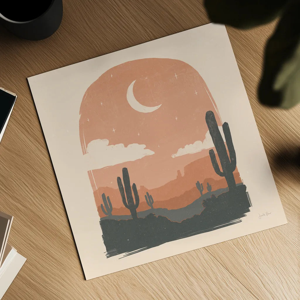 Desert II Sq by Janelle Penner. Shown as a detailed flat fine art print, highlighting archival giclee quality. Available as an archival giclee rolled canvas, fine art paper, or poster print. SKU 80643a.
