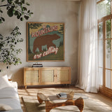 Discover the Wild V by Janelle Penner. Shown in a natural wood frame in a cozy modern living room. Available as an archival giclee rolled canvas, fine art paper, or poster print. SKU 21361a.