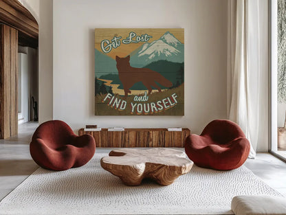 Discover the Wild VII by Janelle Penner. Shown as extra-large giant wall art in a modern living room. Available as an archival giclee rolled canvas, fine art paper, or poster print. SKU 21363a.
