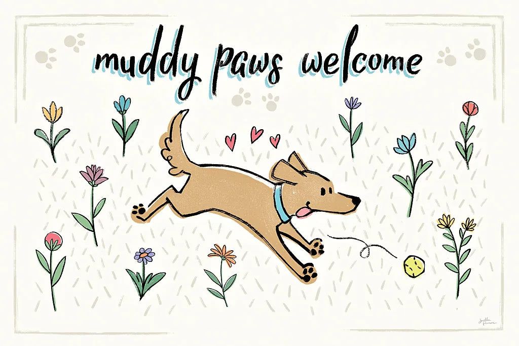 Dogs in the Garden I by Janelle Penner. SKU 36677i. Archival Giclee Fine art print for wall decor.