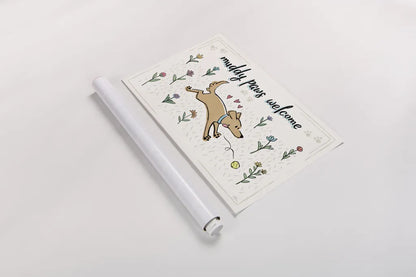 Dogs in the Garden I by Janelle Penner. shown as a rolled paper print. Available as archival giclee rolled canvas, fine art paper, or poster print. SKU 36677i.