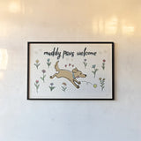 Dogs in the Garden I by Janelle Penner. shown as a paper print in a black flame. Available as a archival giclee rolled canvas, fine art paper, or poster print. SKU 36677i.