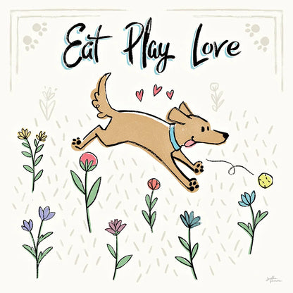 Dogs in the Garden II by Janelle Penner. SKU 36678a. Archival Giclee Fine art print for wall decor.