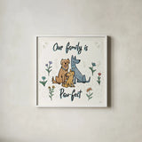 Dogs in the Garden IV by Janelle Penner. Shown in a crisp white glass frame for a clean and minimalist style. Available as an archival giclee rolled canvas, fine art paper, or poster print. SKU 36680a.