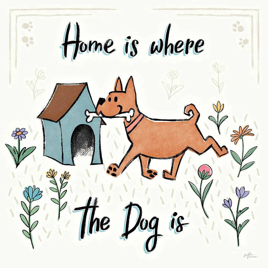 Dogs in the Garden V by Janelle Penner. SKU 36681a. Archival Giclee Fine art print for wall decor.