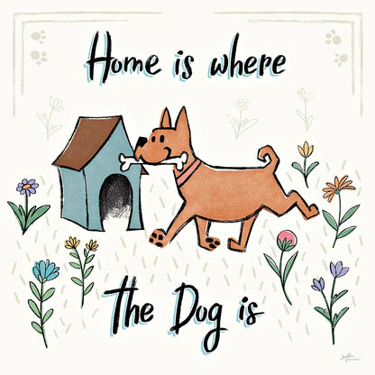 Dogs in the Garden V by Janelle Penner. SKU 36681a. Archival Giclee Fine art print for wall decor.