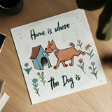 Dogs in the Garden V by Janelle Penner. Shown as a detailed flat fine art print, highlighting archival giclee quality. Available as an archival giclee rolled canvas, fine art paper, or poster print. SKU 36681a.