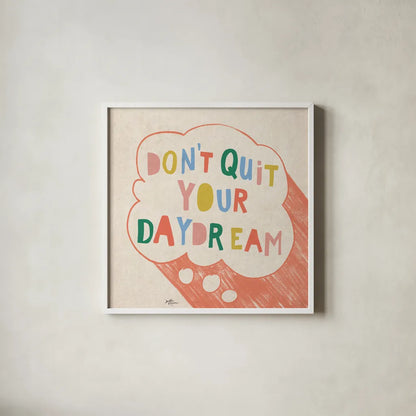 Don't Quit I by Janelle Penner. Shown in a crisp white glass frame for a clean and minimalist style. Available as an archival giclee rolled canvas, fine art paper, or poster print. SKU 65223a.
