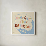 Dont Quit I Blue by Janelle Penner. Shown in a crisp white glass frame for a clean and minimalist style. Available as an archival giclee rolled canvas, fine art paper, or poster print. SKU 66177a.