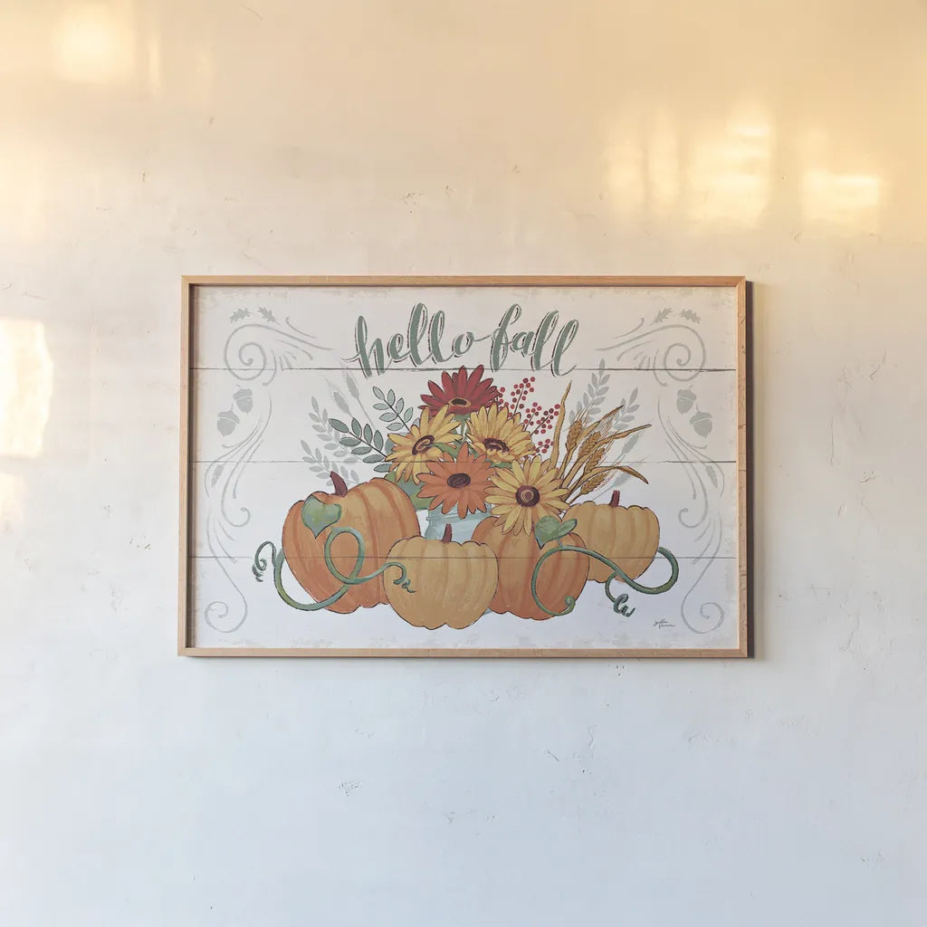 Fall Fun I by Janelle Penner. shown as a paper print in a natural frame. Available as a archival giclee rolled canvas, fine art paper, or poster print. SKU 34878i.