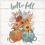 Fall Fun II - Gray and Blue Pumpkin by Janelle Penner. SKU 35666a. Archival Giclee Fine art print for wall decor.