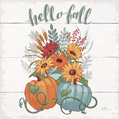 Fall Fun II - Gray and Blue Pumpkin by Janelle Penner. SKU 35666a. Archival Giclee Fine art print for wall decor.