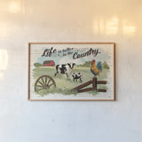 Farm Life I by Janelle Penner. shown as a paper print in a natural frame. Available as a archival giclee rolled canvas, fine art paper, or poster print. SKU 43932i.