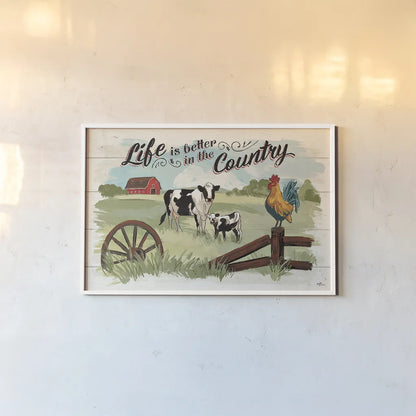 Farm Life I by Janelle Penner. shown as a paper print in a white frame. Available as a archival giclee rolled canvas, fine art paper, or poster print. SKU 43932i.