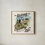 Farm Life II Country by Janelle Penner. Shown in a natural wood glass frame for a timeless modern aesthetic. Available as an archival giclee rolled canvas, fine art paper, or poster print. SKU 48797a.
