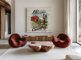 Farm Life III by Janelle Penner. Shown as extra-large giant wall art in a modern living room. Available as an archival giclee rolled canvas, fine art paper, or poster print. SKU 43934a.