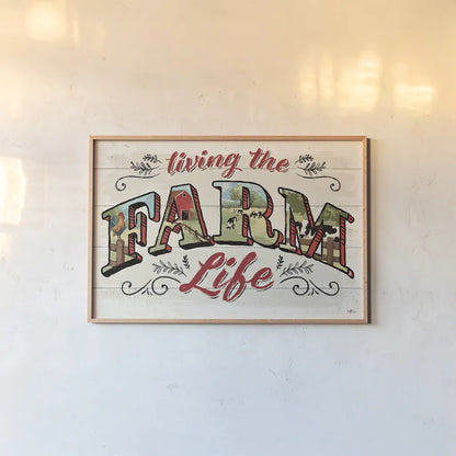 Farm Life IV by Janelle Penner. shown as a paper print in a natural frame. Available as a archival giclee rolled canvas, fine art paper, or poster print. SKU 43935i.