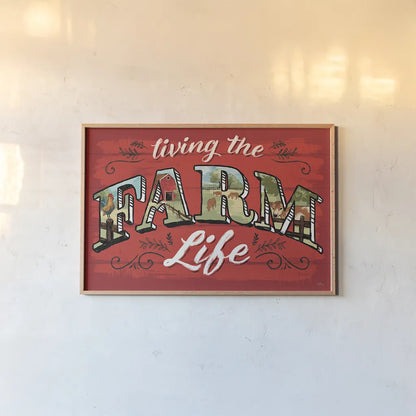 Farm Life V by Janelle Penner. shown as a paper print in a natural frame. Available as a archival giclee rolled canvas, fine art paper, or poster print. SKU 43936i.