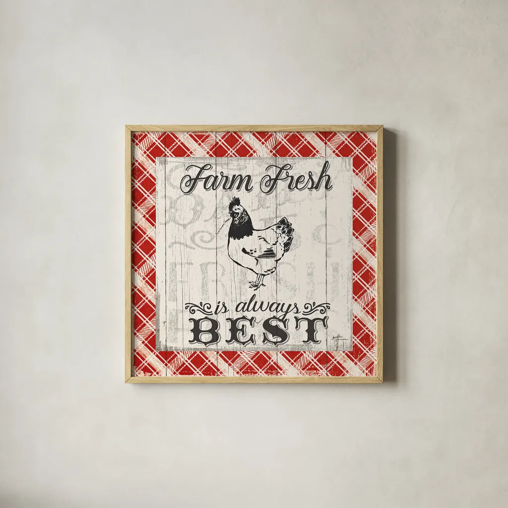 Farmers Market III by Janelle Penner. Shown in a natural wood glass frame for a timeless modern aesthetic. Available as an archival giclee rolled canvas, fine art paper, or poster print. SKU 24062a.