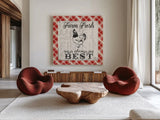 Farmers Market III by Janelle Penner. Shown as extra-large giant wall art in a modern living room. Available as an archival giclee rolled canvas, fine art paper, or poster print. SKU 24062a.
