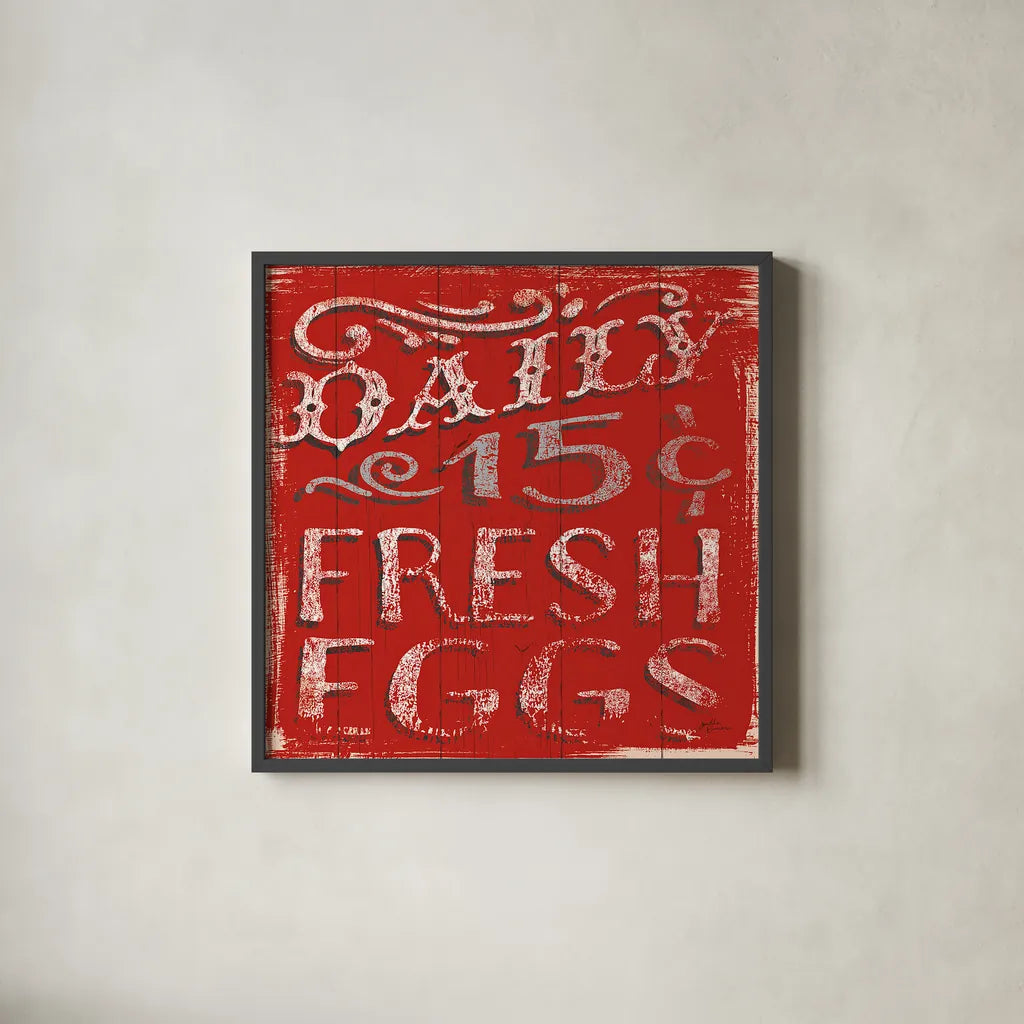 Farmers Market XII by Janelle Penner. Shown in a sleek black glass frame for a contemporary gallery look. Available as an archival giclee rolled canvas, fine art paper, or poster print. SKU 24071a.