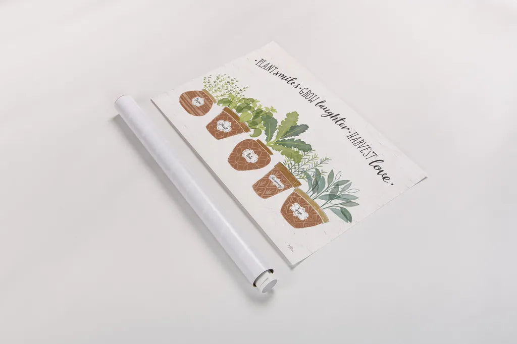 Fine Herbs I Terra Cotta by Janelle Penner. shown as a rolled paper print. Available as archival giclee rolled canvas, fine art paper, or poster print. SKU 61535i.