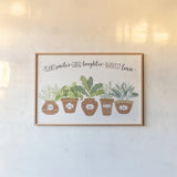 Fine Herbs I Terra Cotta by Janelle Penner. shown as a paper print in a natural frame. Available as a archival giclee rolled canvas, fine art paper, or poster print. SKU 61535i.