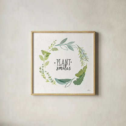 Fine Herbs II by Janelle Penner. Shown in a natural wood glass frame for a timeless modern aesthetic. Available as an archival giclee rolled canvas, fine art paper, or poster print. SKU 34994a.