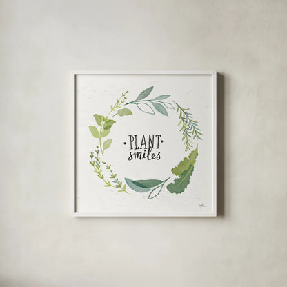 Fine Herbs II by Janelle Penner. Shown in a crisp white glass frame for a clean and minimalist style. Available as an archival giclee rolled canvas, fine art paper, or poster print. SKU 34994a.