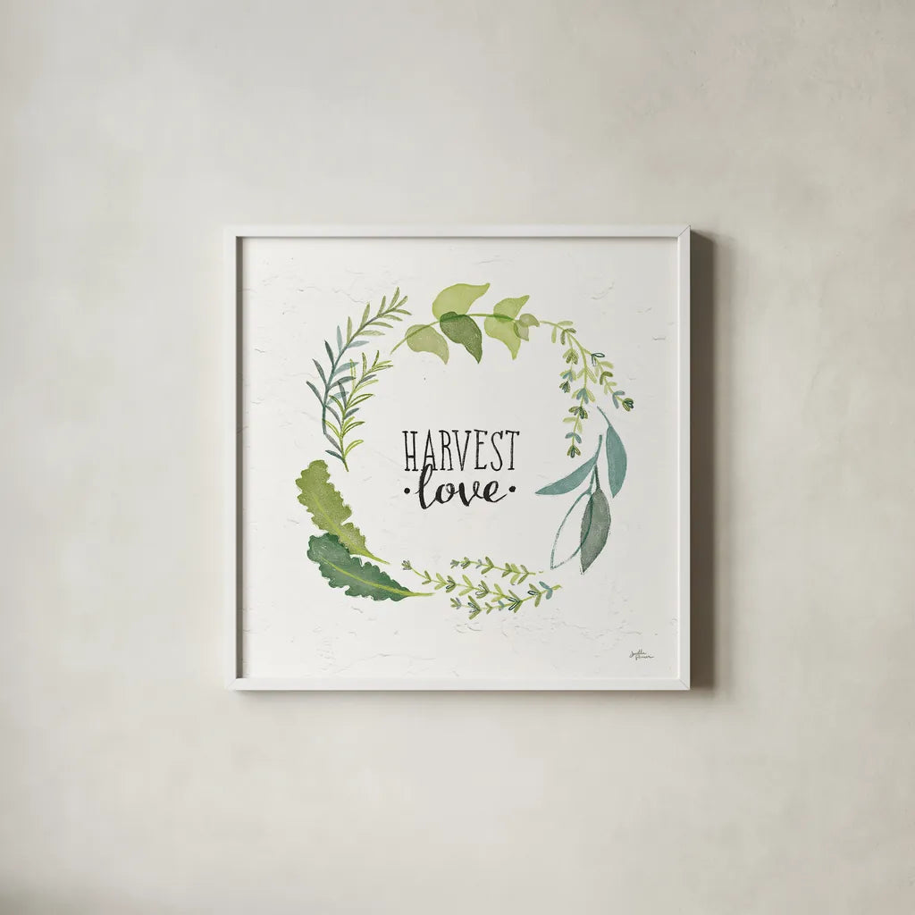 Fine Herbs III by Janelle Penner. Shown in a crisp white glass frame for a clean and minimalist style. Available as an archival giclee rolled canvas, fine art paper, or poster print. SKU 34995a.