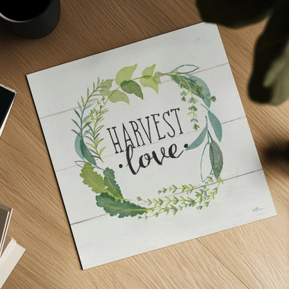 Fine Herbs III Foliage and Shiplap by Janelle Penner. Shown as a detailed flat fine art print, highlighting archival giclee quality. Available as an archival giclee rolled canvas, fine art paper, or poster print. SKU 42196a.