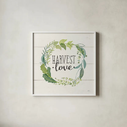 Fine Herbs III Foliage and Shiplap by Janelle Penner. Shown in a crisp white glass frame for a clean and minimalist style. Available as an archival giclee rolled canvas, fine art paper, or poster print. SKU 42196a.