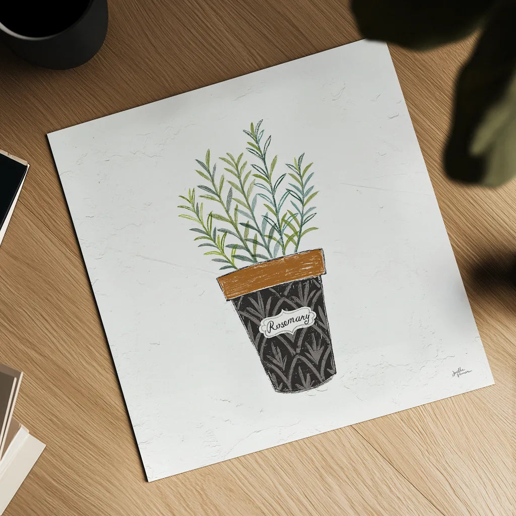 Fine Herbs IX by Janelle Penner. Shown as a detailed flat fine art print, highlighting archival giclee quality. Available as an archival giclee rolled canvas, fine art paper, or poster print. SKU 35001a.