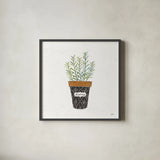 Fine Herbs IX by Janelle Penner. Shown in a sleek black glass frame for a contemporary gallery look. Available as an archival giclee rolled canvas, fine art paper, or poster print. SKU 35001a.