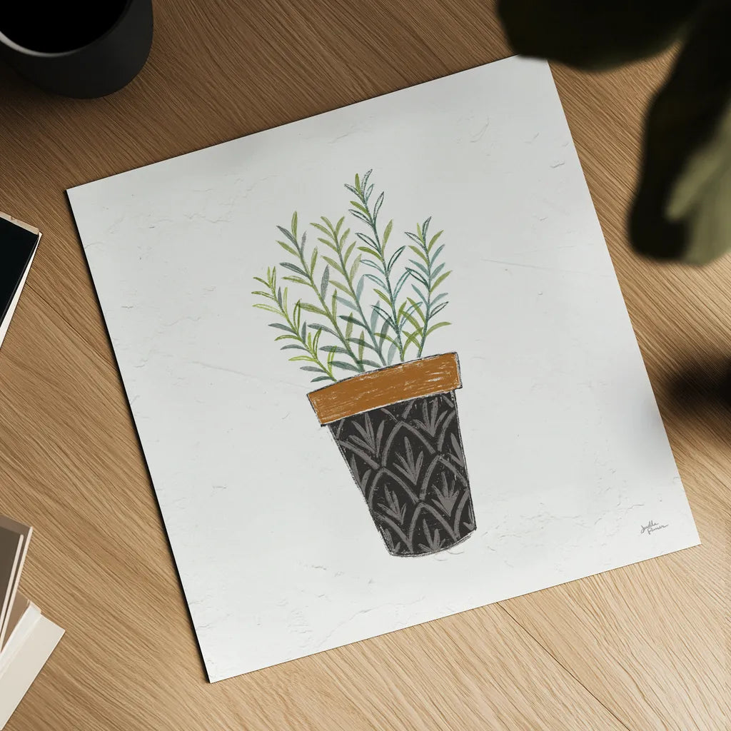 Fine Herbs IX No Label by Janelle Penner. Shown as a detailed flat fine art print, highlighting archival giclee quality. Available as an archival giclee rolled canvas, fine art paper, or poster print. SKU 69978a.