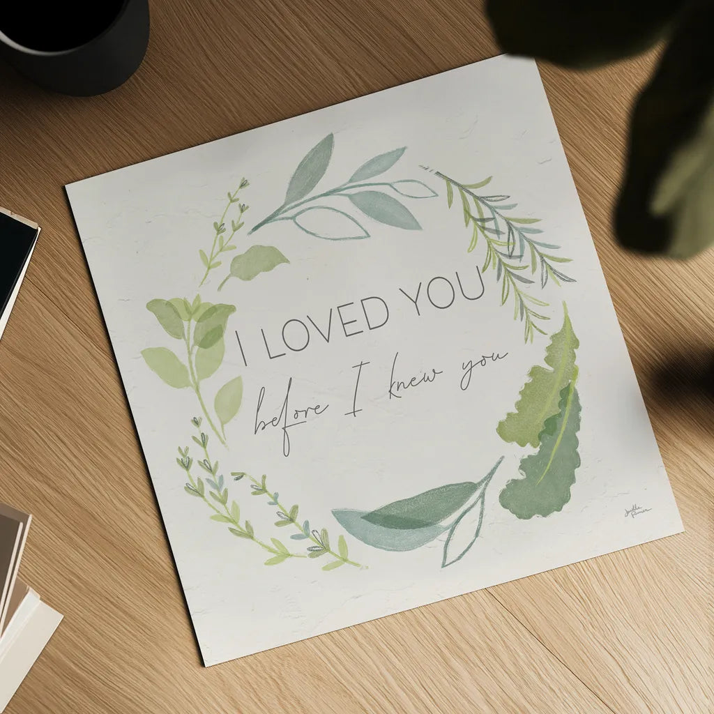 Fine Herbs Sentiment I by Janelle Penner. Shown as a detailed flat fine art print, highlighting archival giclee quality. Available as an archival giclee rolled canvas, fine art paper, or poster print. SKU 69577a.