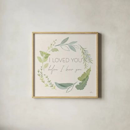 Fine Herbs Sentiment I by Janelle Penner. Shown in a natural wood glass frame for a timeless modern aesthetic. Available as an archival giclee rolled canvas, fine art paper, or poster print. SKU 69577a.