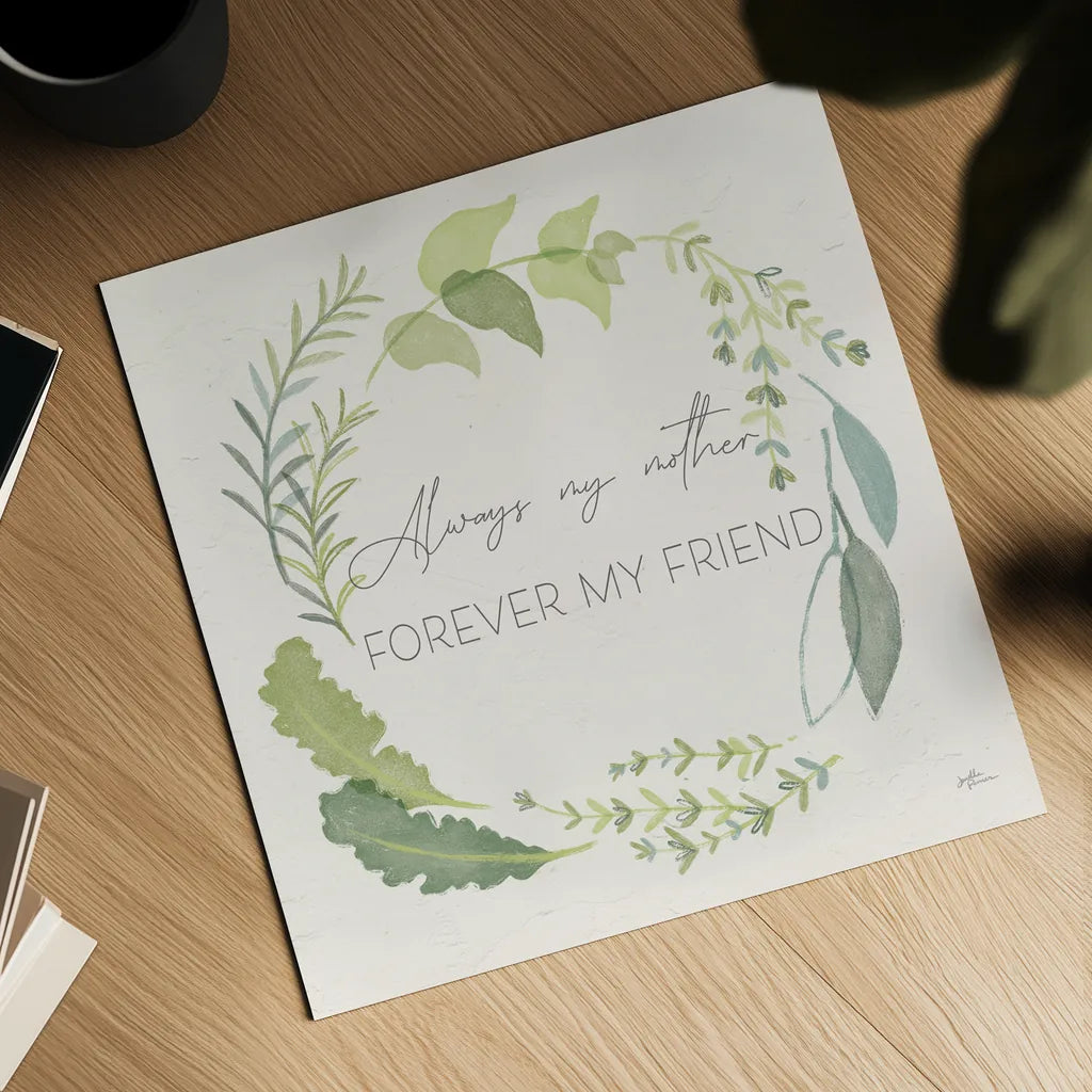 Fine Herbs Sentiment II by Janelle Penner. Shown as a detailed flat fine art print, highlighting archival giclee quality. Available as an archival giclee rolled canvas, fine art paper, or poster print. SKU 69578a.