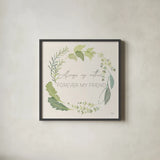 Fine Herbs Sentiment II by Janelle Penner. Shown in a sleek black glass frame for a contemporary gallery look. Available as an archival giclee rolled canvas, fine art paper, or poster print. SKU 69578a.